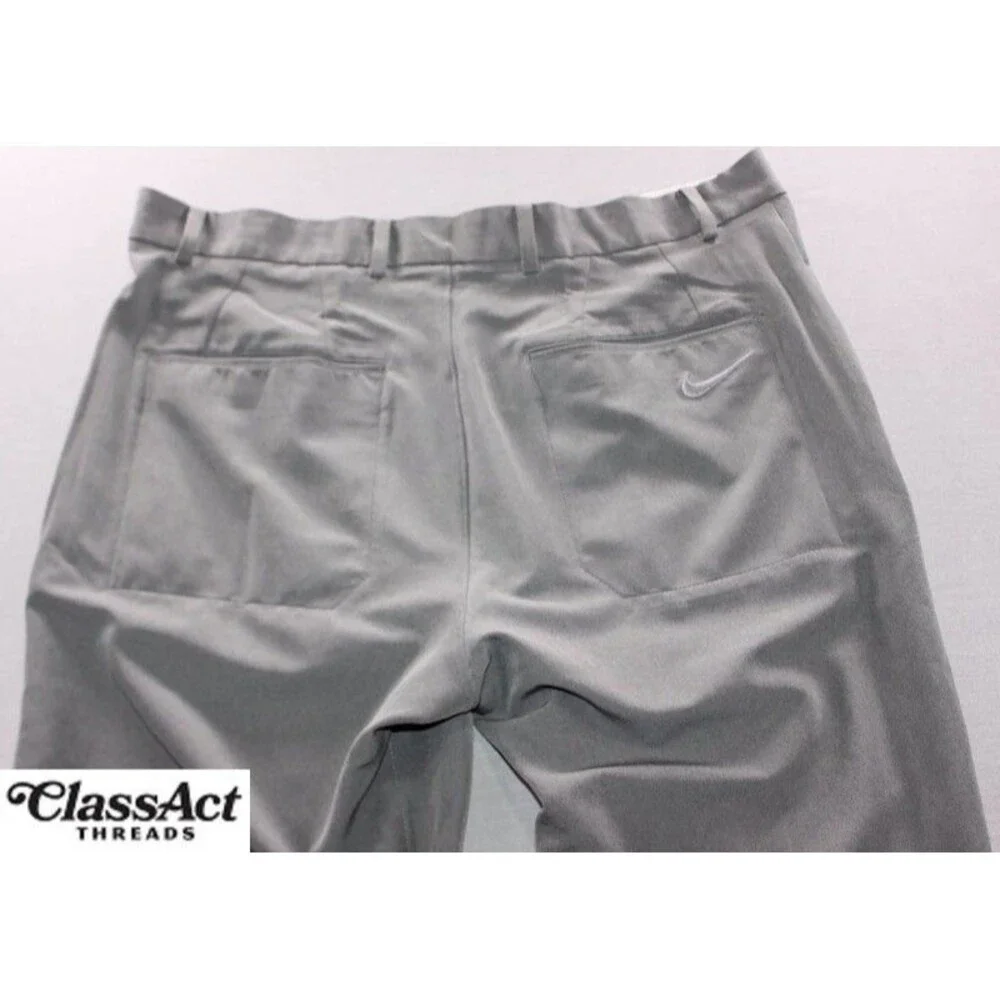 Nike Golf Pants Mens Gray Dri Fit Flat Front Stretch Tag Sz 34X32 (35X32)